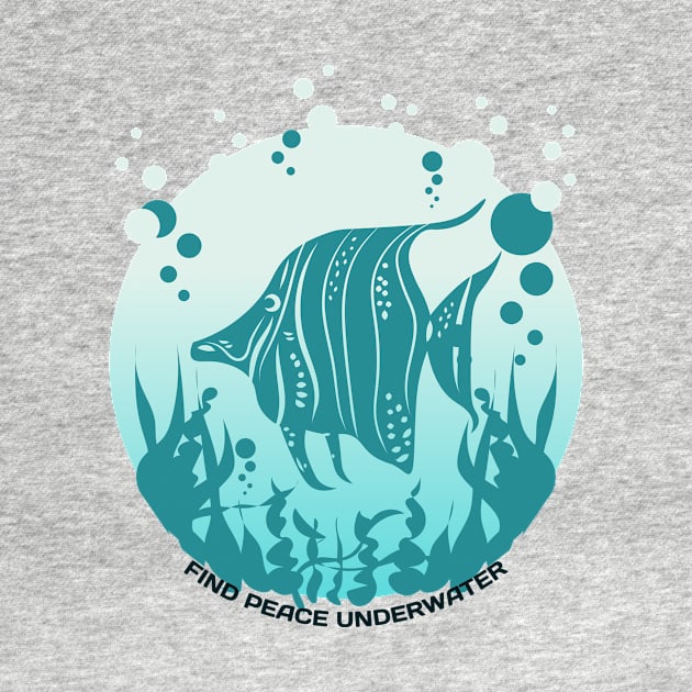 Find Peace Underwater Retro Fish by Nature Lover Apparel